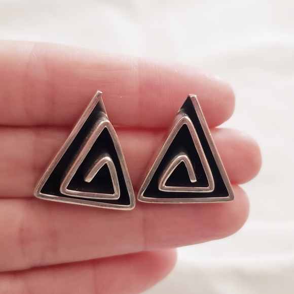 Sterling Silver Earrings 925 1" - Picture 4 of 8